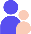 Blue and beige coloured figure of a person next to each other
