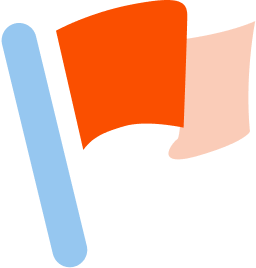 Red and beige flag icon with a blue handle