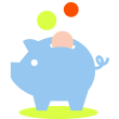 Piggy bank with coins coming in icon