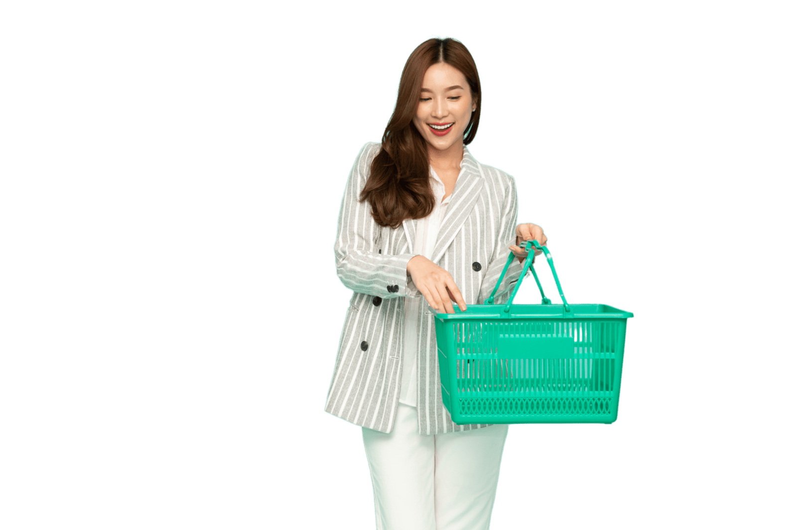 Woman holding a grocery basket