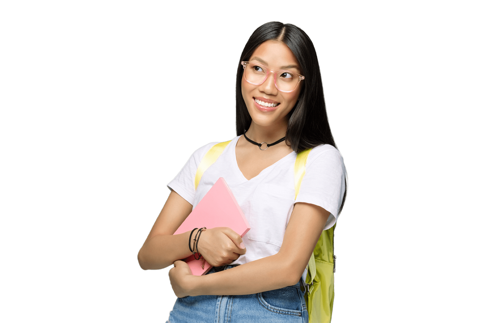 Student smiling and holding books