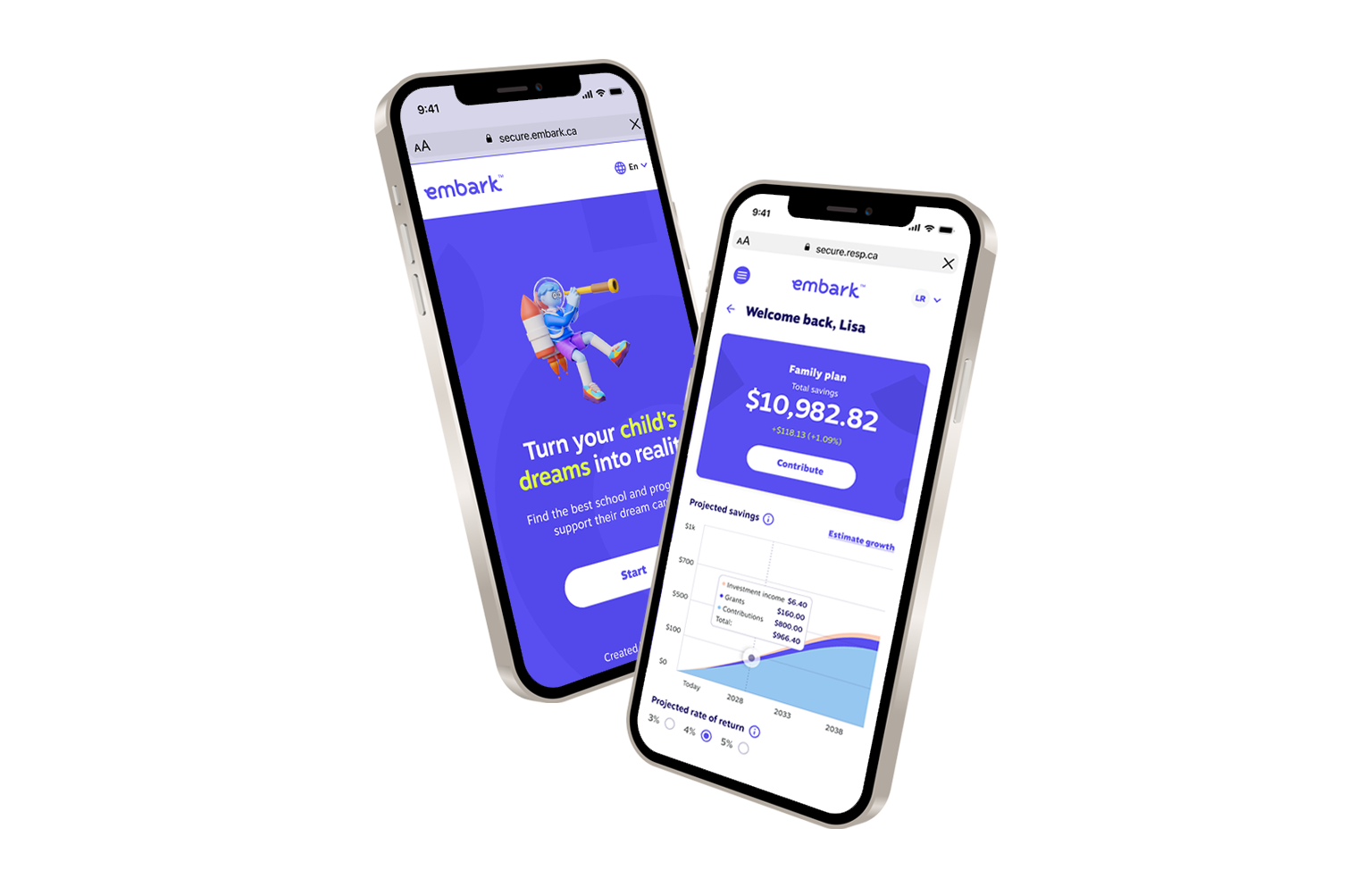 Embark RESP on cellphone