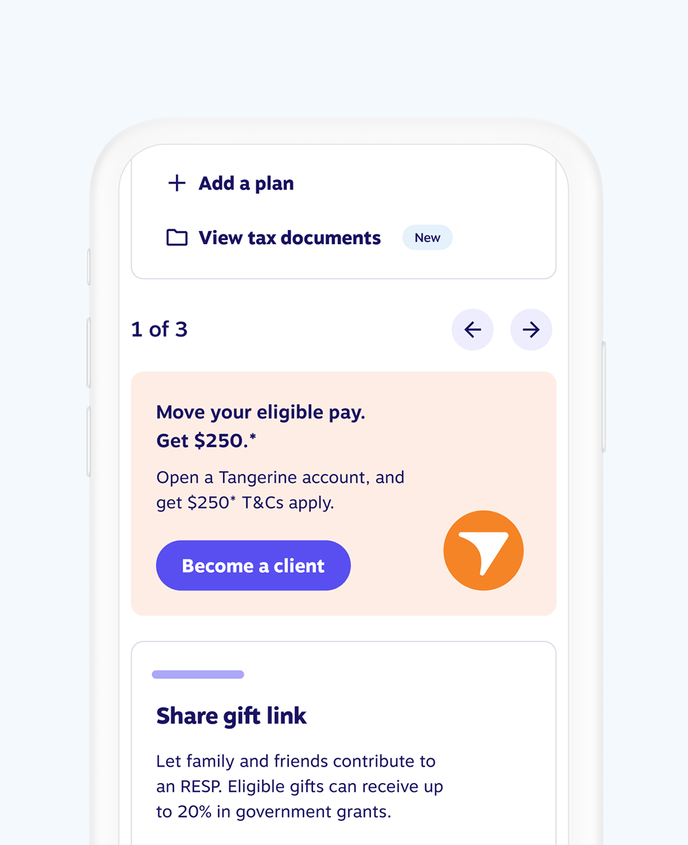 Tangerine promo card on phone